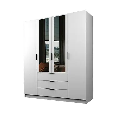 картинка Шкаф ЭКОН распашной 4-х дверный с 3-мя ящиками с 2-мя зеркалами от магазина КУПИ КУПЕ